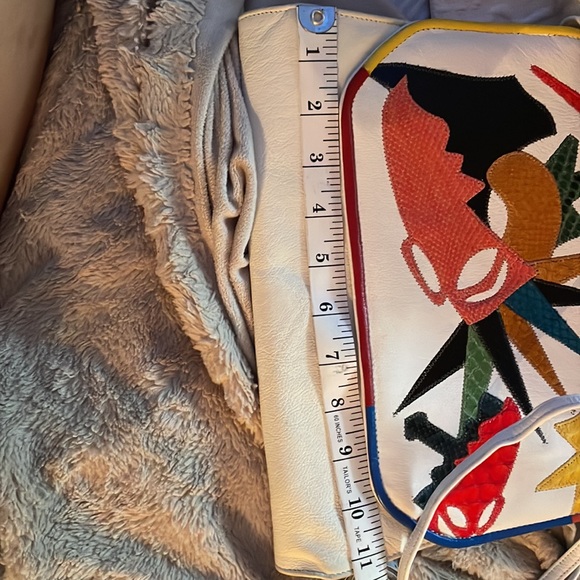 CARLOS FALCHI LEATHER white/multi color Tribal clutch bag - Picture 10 of 12